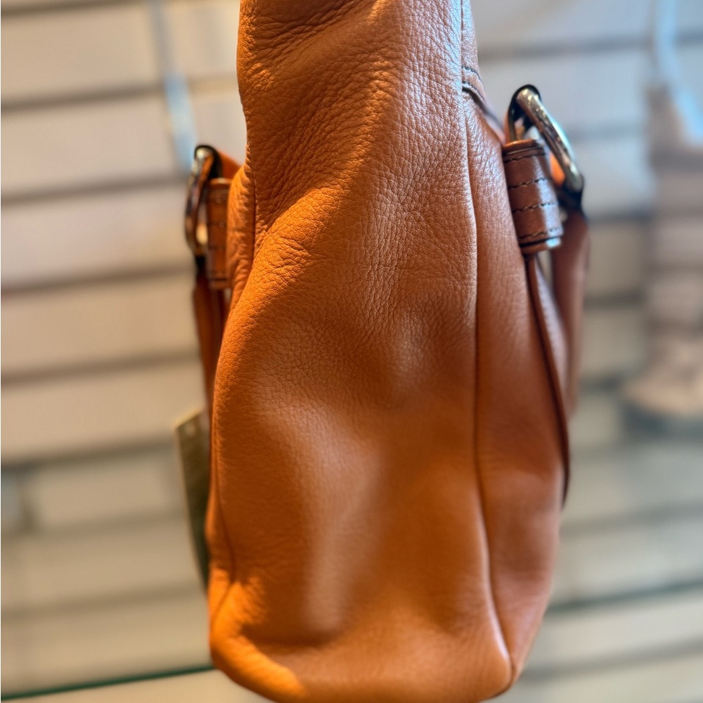 Aqua Madonna Tan Leather Tote Bag - Picture 3 of 5